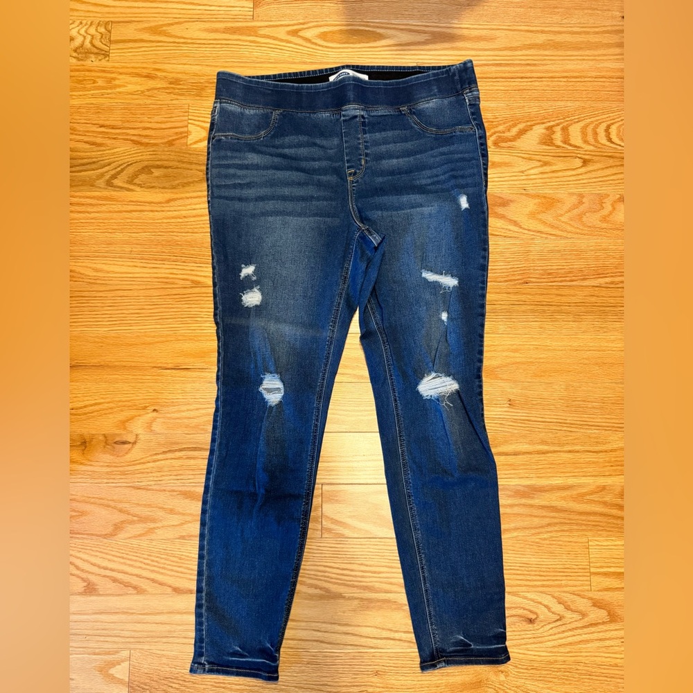 Old Navy Dark Blue Distressed Skinny Jeans